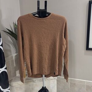 Lucky Brand Garment Dyed Thermal Crew Shirt Waffle Knit Brown Men’s